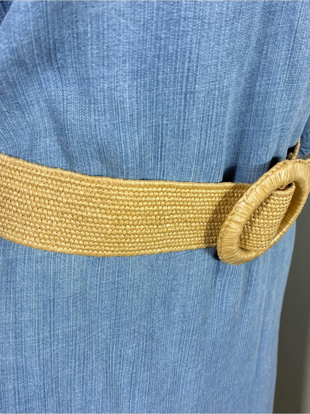 Womens belt Stretch 48” long tan raffia boho hippie
